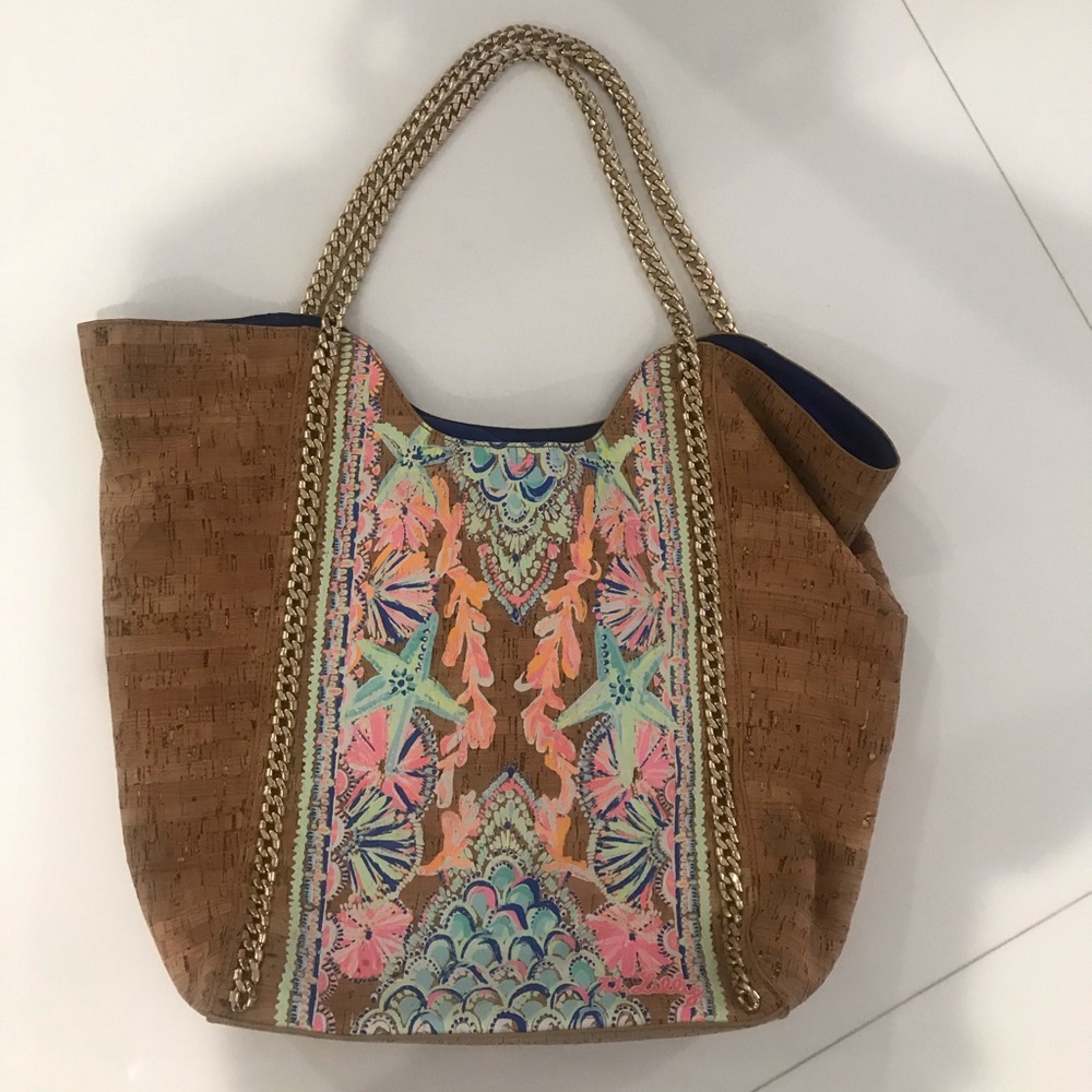Lilly Pulitzer Multi Undersea Cork Pool Tote